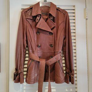 Marc New York Andrew Marc Cropped Leather Trench Coat